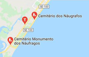 Localização dos dois Cemitérios dos Náufragos