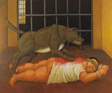 Obra de Botero - tortura na prisão de Abu Gharib - Foto amnistiacatalunya - ARES DE MEMÓRIA amnistiacatalunya