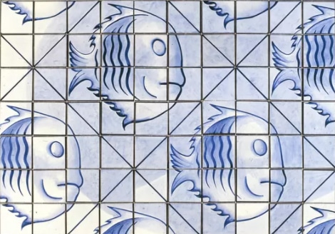 Azulejos com desenhos de peixes supostamente inspirados em rosto do ministro - Foto Divulgação - BLOG LUGARES DE MEMORIA 