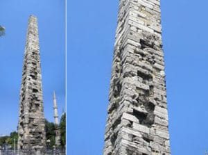 Foto e detalhe do Obelisco de Constantino - Foto e detalhe de Gryffindor em Wikimedia- dominio público - BLOG LUGARES DE MEMÓRIA