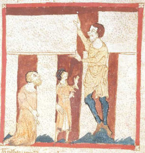 Gigante assentando pedra em Stonehenge - Ilustração de autor desconhecido em Wikimedia - BLOG LUGARES DE MEMORIA