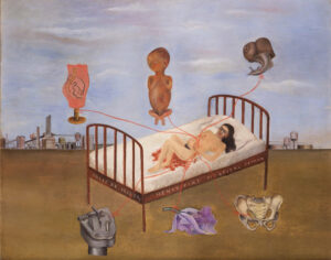 Quadro Hospital Henry Ford (lA Cama Volando) de Frida Kahlo - Reprodução - BLOG LUGARES DE MEMORIA