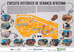 Mapa do Circuito Histórico de Herança Africana - Imagem do site do IPI - BLOG LUGARES DE MEMORIA