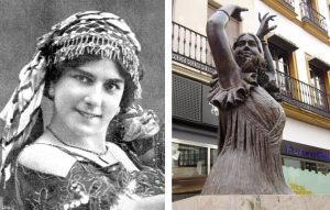 Pastora_Império e_ Estátua_ de Pastora_Imperio-Fotos_dominiopublico_e_-Jgomezcarroza_em_Wikimedia-BLOG_LUGARES_DE_MEMORIA 