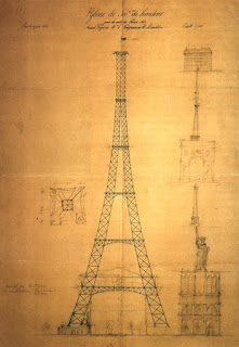 Esboço da Torre - Projeto de Maurice Koechlin, Émile Nouguier Domínio Público em Wikimedia - BLOG LUGARES DE MEMÓRIA
